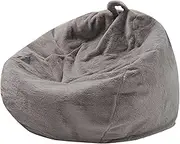 UYSOFRCV Handmade Rabbit Fur Lazy Sofas Cover, Bean Bag Chairs for Adults and Kids Soft Storage Couch Slipcover with Handle Warm Lounger Seat, (Without Filler),Dark Gray