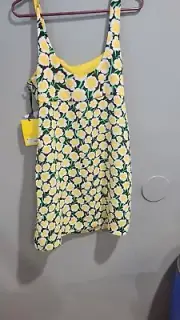 Diane Von Furstenberg Size 12 Yellow & Black Poppy Floral Print Mini Shift Dress