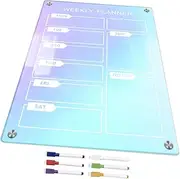 Uonlytech Erasable Fridge Board Acrylic Weekly Calendar for Scheduling Meal Planning