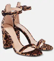 [Gianvito Rossi] Gianvito Rossi Gaeta 95 leopard-print velvet sandals AU 5 brown