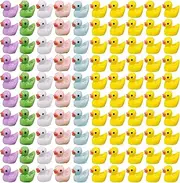 Taicols 100 Pcs Mini Duck Miniatures - Resin Waterproof Tiny Duckies Figures for Fairy Garden Decor, Dollhouse, Ornament, Micro Landscape, Aquarium, DIY Terrarium