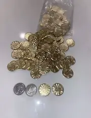 (50) Amusement Arcade Vending Machine .25 Size TOKENS Car Wash Brass Plated New