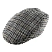 DENTS Mens Abraham Moon Yorkshire Wool Dogtooth Ivy Flat Cap - Slate