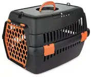 Hard-Sided Plastic Dog Cat Kennel Pet Carrier Travel Crate Box HAPPET Orange
