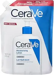 CeraVe Moisturising Lotion Resealable Refill Pouch 473ml, Eco Recharge Pack, For Normal to Very Dry Skin, Daily Body & Face Moisturiser, Moisturises & Helps Restore Protective Skin Barrier, Hyaluronic Acid + Ceramides, Fragrance Free