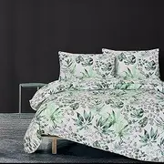 Amsons Bedding Comforter Sets – 100% Cotton Comforter Bed Set – White and Green Comforter with 2 Pillowcases- Bedspreads and Coverlets Super King Size (3PCs, Super King)
