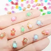 100PCS Glow in the Dark Miniature Turtles - Magic Resin Animal Figurines for Fairy Gardens, DIY Night Light Aquarium Decor, STEM Sensory Play & Fairy Garden Accessories
