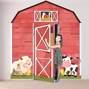 VioraWhite 4 Pcs Farm Barn Door Cover Farm Background Cloths Themed Birthday Party Supplies Animals Door Decoration Photography Props Photo Booth