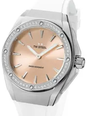 TW Steel CE4032 Pink Dial White Silicone Womens Watch