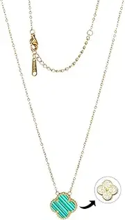 [POLYREAL] Lucky Clover Necklace For Women Girls, 18K Gold Plated Cute Fashion Simple Girls Titanium Steel Hypoallergenic Pendant