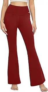 [YOYOYOGA] Flare Leggings Tummy Control Bootcut Yoga Pants with Pockets High Waisted Stretchy Pull Pant Bootleg Cut