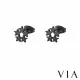 【VIA】白鋼耳釘 白鋼耳環 星星耳環/星空系列 五角星星環圈造型白鋼耳釘(黑色)