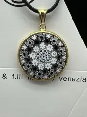 Gold-Plated Silver - Authentic Murano 25mm Millefiori Pendant Necklace - MN 7
