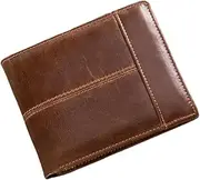 [SunnyNest] Mens Travel Genuine Leather Wallet，Cowhide Coin Purse Zipper Coin Pocket Purse Wallet，Multiple Card Slots, Top-Grade Cowhide Bifold Billfold (Oil Coffee Color)