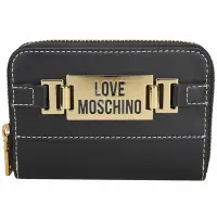 在飛比找Yahoo奇摩購物中心優惠-LOVE MOSCHINO 金牌字母標誌明線卡片夾/零錢包(