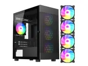 DIYPC ARGB-G5-BK Black USB3.0 Tempered Glass Micro ATX Gaming Computer Case w/ 4