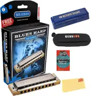 Harmonica 532 Blues Harp MS - Key of G Bundle with Zip Case, Harmonica Beginner