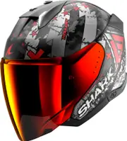 Shark Skwal i3 Jet Hellcat, open face helmet , color: Matt Black/Silver/Red , size: M