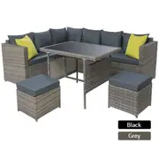 1 Set of 8-Seater Gardeon Outdoor Dining Set Lounge Table & Chairs Aluminum Black