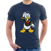 Disney Classic Donald Duck Confused Men's T-Shirt Navy Blue Medium