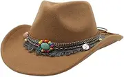 YFVFAGDMKV Classic Rolled Western Cowboy Hat Cowboy Hat for Men Women Solid Color Jazz Montana Sombrero Hombre Cap(5)