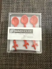 Michael Aram Madhouse 20 Count Mini Spoons Orange & Coral Shape Brand New