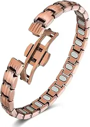 Jecanori 5X Strength Magnetic Copper Bracelet for Women —Updated 5,000 Gauss Ellipse Magnets — Premium Butterfly Clasp & Adjustable Length