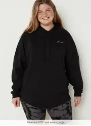 vs pink varsity long sleeve pullover hooded tee large pure black silver Logo