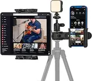 Rodison iPad Holder Adapter for Tripod, Tablet Holder with Swivel 1/4 inch Ball Head for Ring Light, Tablet Tripod Adapter with 2 Holders for iPad Pro, iPad Air, 4.7-12.9 inch Tablets Mobile Phones