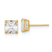 14k Madi K 5mm Square CZ Basket Set Stud Earrings GK654