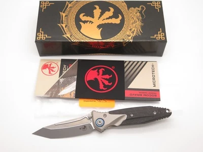 Microtech Socom Bravo Mini 261M-7 Titanium CF M390 Tanto Folding Pocket Knife