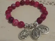 St Michael Archangel, Guardian, Raphael, Gabriel Saint Charm Pink White Crystal