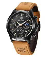 BENYAR Mens Watch Analog Quartz Movement Chronograph Stylish Casual Leather S...