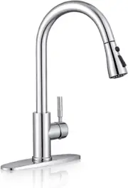 WEWE Pull-Down Kitchen Faucet, Stainless Steel, Single Handle, Polished Chrome