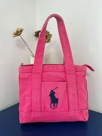 在飛比找Yahoo!奇摩拍賣優惠-玫粉色polo 托特包ralph lauren 帆布包