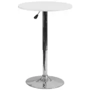 Flash Furniture 23.75" Round Adjustable Bar Table in White