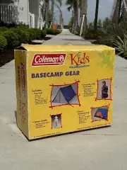 NIB Vintage Coleman Basecamp For Kids Tent, Sleeping Bag, Backpack Set