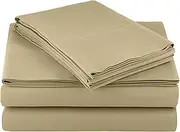 Amazon Basics Lightweight Super Soft Easy Care Microfiber 4-Piece Bed Sheet Set with 14-Inch Deep Pockets, Double / Full, Solid, Olive
