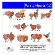 Embroidery Design Set - Funny Hearts(1) - 10 Designs - 9 Formats - USB Stick