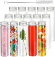 110Ml Clear Bath Salt Tube, 15PCS Plastic Test Tubes a Brush,Plastic Storage Tub