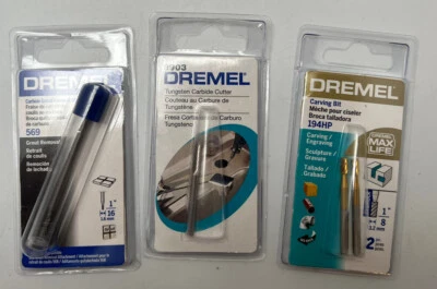 DREMEL 194HP 2 Carving Bit + 9903 Carbide Cutter + 569 Carbide Removal Bit