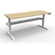 Rapidline Boost + Single Sided Workstation with Cable Tray W1200 x D750 x H620-1270mm Natural Oak Top White Base