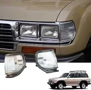 Corner Lights Corner Signal Side Parking Lamp Assembly Front Cornering Lamps Set (Left + Right) fit for Land Cruiser LC80 FJ80 FZJ80 (Clear)