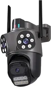 6K 12MP WiFi Camera with Triple Lens, 4K 8MP Dual Lens IP Camera: Color Night Vision, Auto Tracking Surveillance​(EU Plug,12MP add 64G)