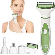 [Beanify] Wet & Dry Electric Razor for Women Men,4 in 1 Rechargeable Led Display Electric Shaver and Facial Hair Remover,Painless Ladies Body Razors for Nose Face Body Leg Bikini Arm Hair (Beige)