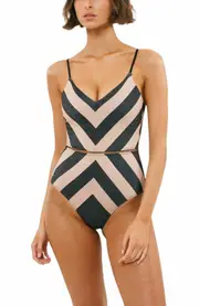 Biliblond Onepiece Arava Stripes in Black Nude Lurex at Nordstrom, Size Large