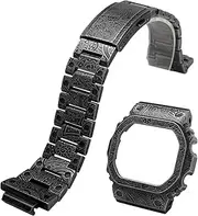 [Korlexchi] MOD Kit Metal Watchband and Watch Case for Men Compatible with Casio DW5600 GW-B5600, Bracelet and Watch Bezel for G-SHOCK GW-M5610 G-5600E, 316 Stainless Steel, Retro 3D Carving