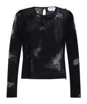 Alexander McQueen Feather Intarsia Long-Sleeved Top XS black