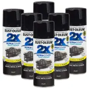6 Cans - RUST-OLEUM 2X Gloss Paint & Primer Spray Paint 340g Gloss Black 276315