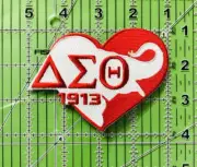 4" Heart Delta Sigma Theta Iron on/Sew on Patch, 1913, Embroidered Patch, P-4131